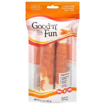 Good ’n’ Fun Triple Flavor Chews Rawhide For Dogs - 2- 5.7 Oz - Image 3