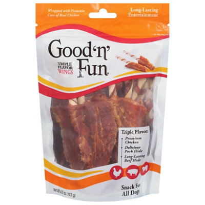 Good ’n’ Fun Triple Flavor Wings Rawhide For Dogs Bag - 4 Oz - Image 3