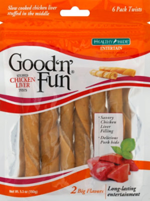 Healthy Hide Good N Fun Dog Treats Twists Chicken Liver Stuffed Pouch 6 Count - 5.3 Oz - Image 2