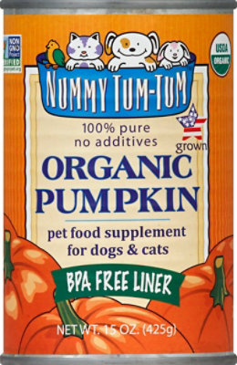 Nummy Tum Tum Pet Food Supplement Organic For Dogs & Cats Pumpkin Can - 15 Oz