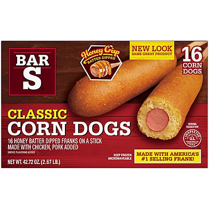 Bar-S Corn Dogs Honey Batter Dipped 16 Count - 42.72 Oz - Image 2