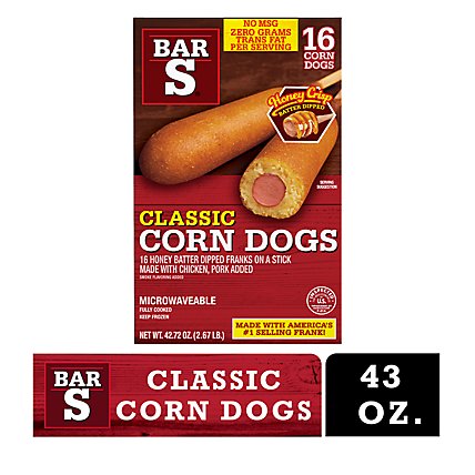 Bar-S Corn Dogs Honey Batter Dipped 16 Count - 42.72 Oz - Image 1