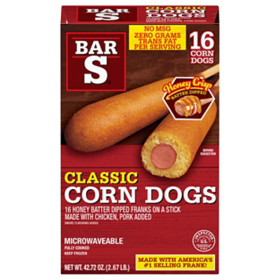 Bar-S Corn Dogs Honey Batter Dipped 16 Count - 42.72 Oz - Image 1