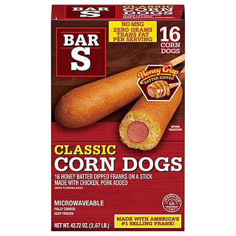 Bar-S Corn Dogs Honey Batter Dipped 16 Count - 42.72 Oz