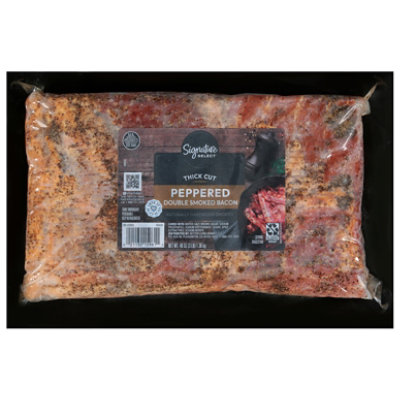 Signature SELECT Bacon Thick Cut Peppered Hickory Smoked - 48 Oz - Image 1