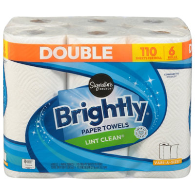 Signature SELECT Paper Towels Brightly Lint-Free Shine Big Roll 2 Ply Wrap - 6 Count - Image 3