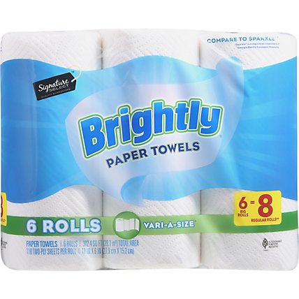 Signature SELECT Paper Towels Brightly Lint-Free Shine Big Roll 2 Ply Wrap - 6 Count - Image 2