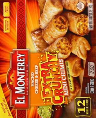 El Monterey Frozen Mexican Mini Chimis Extra Crunchy Nacho Cheese And Beef - 12 Count - Image 3