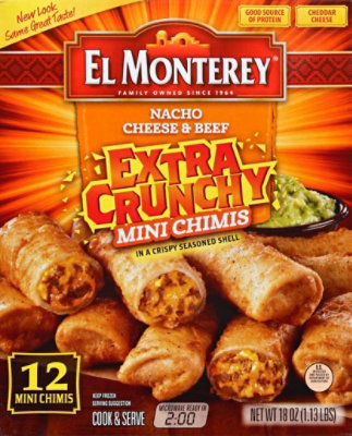 El Monterey Frozen Mexican Mini Chimis Extra Crunchy Nacho Cheese And Beef - 12 Count - Image 2