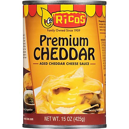 Ricos Sauce Cheese Premium Cheddar Aged Cheddar Can - 15 Oz - Image 2