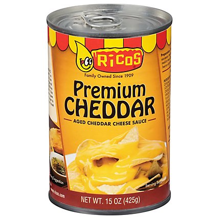 Ricos Sauce Cheese Premium Cheddar Aged Cheddar Can - 15 Oz - Image 1
