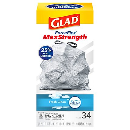 Glad Force Flex Odor Shield 13 Gallon Tall Kitchen Bags - 34 Count - Image 2