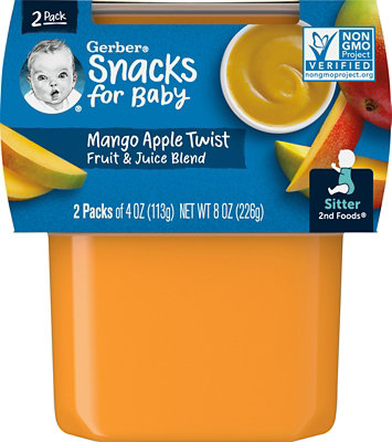 Gerber 2nd Foods Baby Food Sitter Fruit & Juice Blend Mango Apple Twist - 2-4 Oz