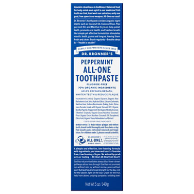 Dr. Bronners Toothpaste All One Peppermint - 5 Oz - Image 3