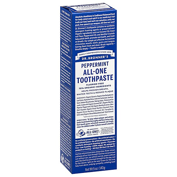 Dr. Bronners Toothpaste All One Peppermint - 5 Oz