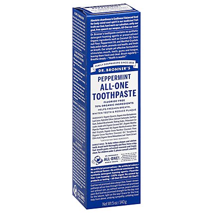 Dr. Bronners Toothpaste All One Peppermint - 5 Oz - Image 1