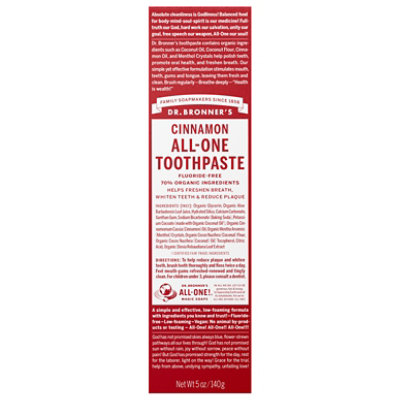 Dr. Bronners Toothpaste All One Cinnamon - 5 Oz - Image 3