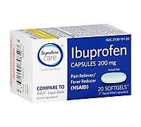 Signature Care Ibuprofen Pain Reliever Fever Reducer 200mg NSAID Softgel - 20 Count