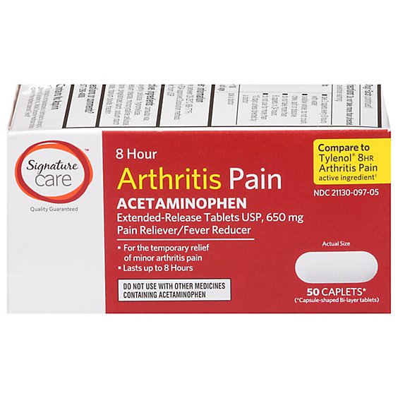 Signature Care Pain Relief Arthritis Caplet Acetaminophen 650mg Pain Reliever - 50 Count