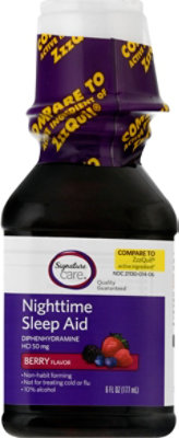 Signature Care Nighttime Sleep Aid Diphenhydramine HCl 50mg Berry - 6 Fl. Oz. - Image 2