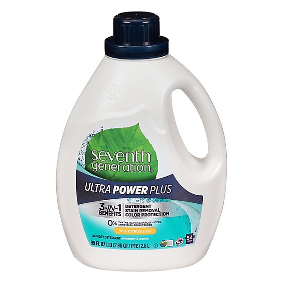 Seventh Generation Laundry Detergent Liquid Ultra Power Plus Fresh Citrus Scent - 95 Fl. Oz .