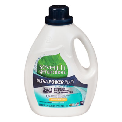 Seventh Generation Laundry Detergent Liquid Ultra Power Plus Fresh Citrus Scent - 95 Fl. Oz .