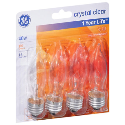 GE Light Bulbs Crystal Clear CA Type Decorative 40 Watts - 4 Count - Image 1