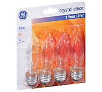 GE Light Bulbs Crystal Clear CA Type Decorative 40 Watts - 4 Count