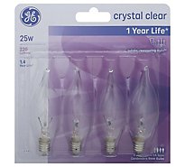 GE Light Bulbs Crystal Clear CA Type Candelabra Base 25 Watts - 4 Count