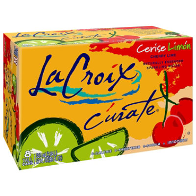 LaCroix Sparkling Water Curate Cerise Limon Cherry Lime 8 Count - 12 Oz