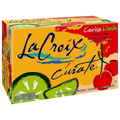 LaCroix Sparkling Water Curate Cerise Limon Cherry Lime 8 Count - 12 Oz