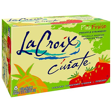 LaCroix Sparkling Water Curate Pina Fraise Pineapple Strawberry 8 Count - 12 Oz