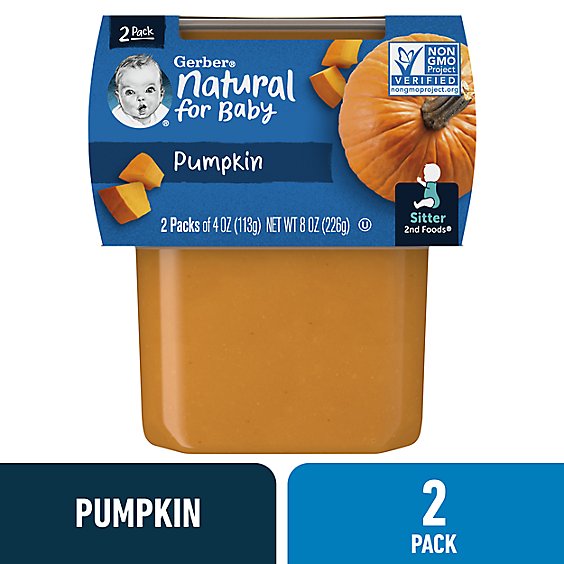 Gerber 2nd Foods Natural Pumpkin Baby Food Tubs Multipack - 2-4 Oz