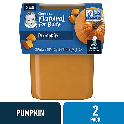 Gerber 2nd Foods Natural Pumpkin Baby Food Tubs Multipack - 2-4 Oz - Image 1
