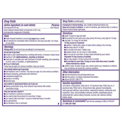Nexium Acid Reducer Tablets 24HR 20 mg Delayed-Released - 14 Count - Image 4