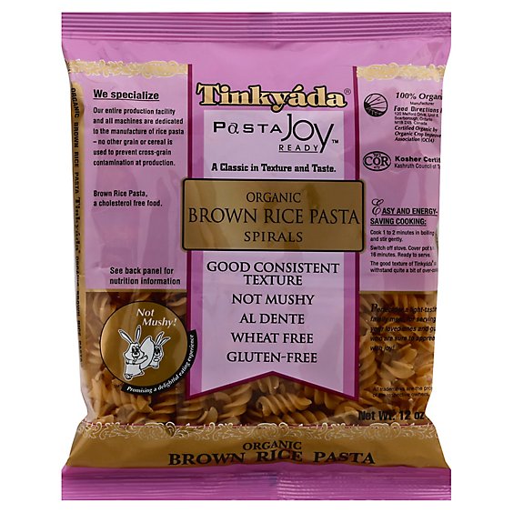 Tinkyada Pasta Joy Ready Brown Rice Pasta Organic Spirals Bag - 12 Oz