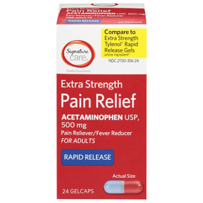 Signature Select/Care Pain Relief Gelcap Acetaminophen 500mg Extra Strength Aspirin Free - 24 Count - Image 3