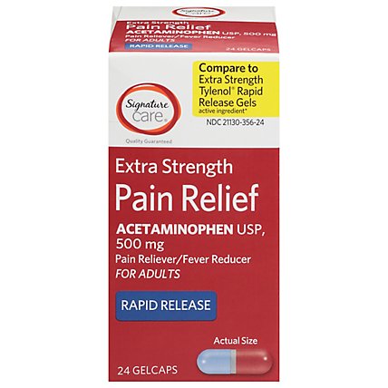 Signature Care Pain Relief Gelcap Acetaminophen 500mg Extra Strength Aspirin Free - 24 Count - Image 2