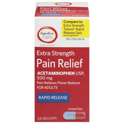 Signature Select/Care Pain Relief Gelcap Acetaminophen 500mg Extra Strength Aspirin Free - 24 Count