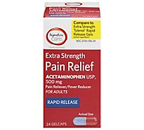 Signature Care Pain Relief Gelcap Acetaminophen 500mg Extra Strength Aspirin Free - 24 Count