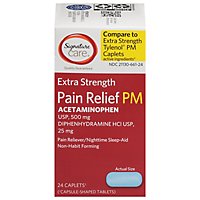 Signature Care Pain Relief PM Caplet Acetaminophen 500mg Extra Strength Aspirin Free - 24 Count - Image 2