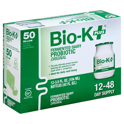 Bio-K Plus Probiotic Fermented Dairy Original Bottles - 12-3.5 Fl. Oz. - Image 1