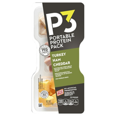 P3 Portable Ham & Cheddar Cheese Protein Snack Pack with Turkey Tray - 2.3 Oz - Image 4