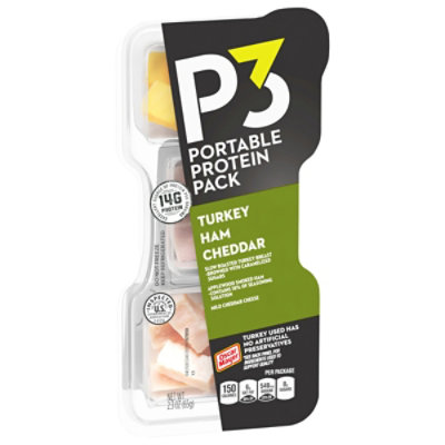 P3 Portable Ham & Cheddar Cheese Protein Snack Pack with Turkey Tray - 2.3 Oz - Image 8