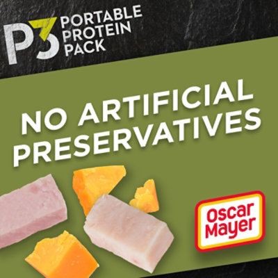 P3 Portable Ham & Cheddar Cheese Protein Snack Pack with Turkey Tray - 2.3 Oz - Image 2