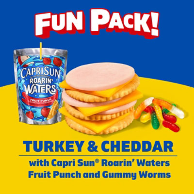 Lunchables Turkey & Reduced Fat Cheddar Cracker Stackers w/ Gummy Worms & Capri Sun 100% Juice - 9.2 Oz - Image 2