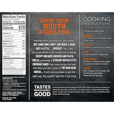 DEVOUR Buffalo Style Chicken Mac & Cheese with Buffalo Cheddar Cheese Sauce & Blue Cheese Frozen Meal - 12 Oz - Image 8
