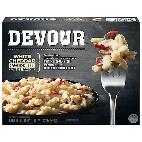 Devour Frozen Meals Mac & Cheese White Cheddar With Bacon - 12 Oz