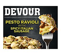 Devour Frozen Meals Pesto Ravioli With Spicy Italian Sausage - 12 Oz