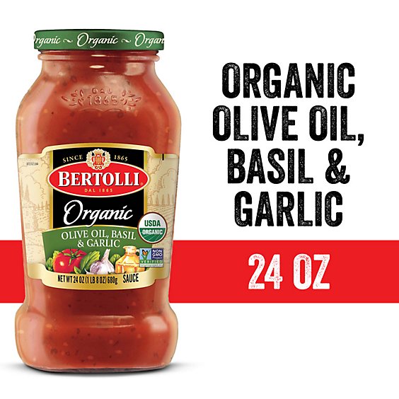 Bertolli Organic Olive Oil Basil and Garlic Sauce - 24 Oz